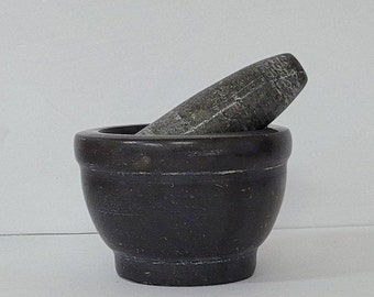Stone mortar and pestle | Gorgeous hand polished | great tool for grinding herbs , spices , seeds | Hand Grinder | Giftware | Kitchen Tool