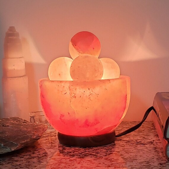 Salt Lamp Bowl Shape Prosperity Bowl Fire Bowl With Massage Balls