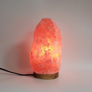 Himalayan Salt Lamp, Rock Salt Lamp, 100% Natural and Authentic Rock Salt from Himalayan Mountains, Hand Made Salt Lamp, Wood base