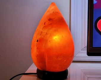Himalayan Salt Lamp,  Authentic Pink Rock Salt Night Light, Rain Drop Shape with wire and bulb