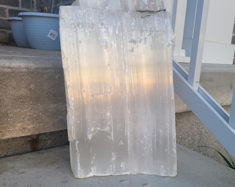 Massive Selenite Log , Jumbo Size Moroccan Selenite , Natural Authentic, premium fireplace decor