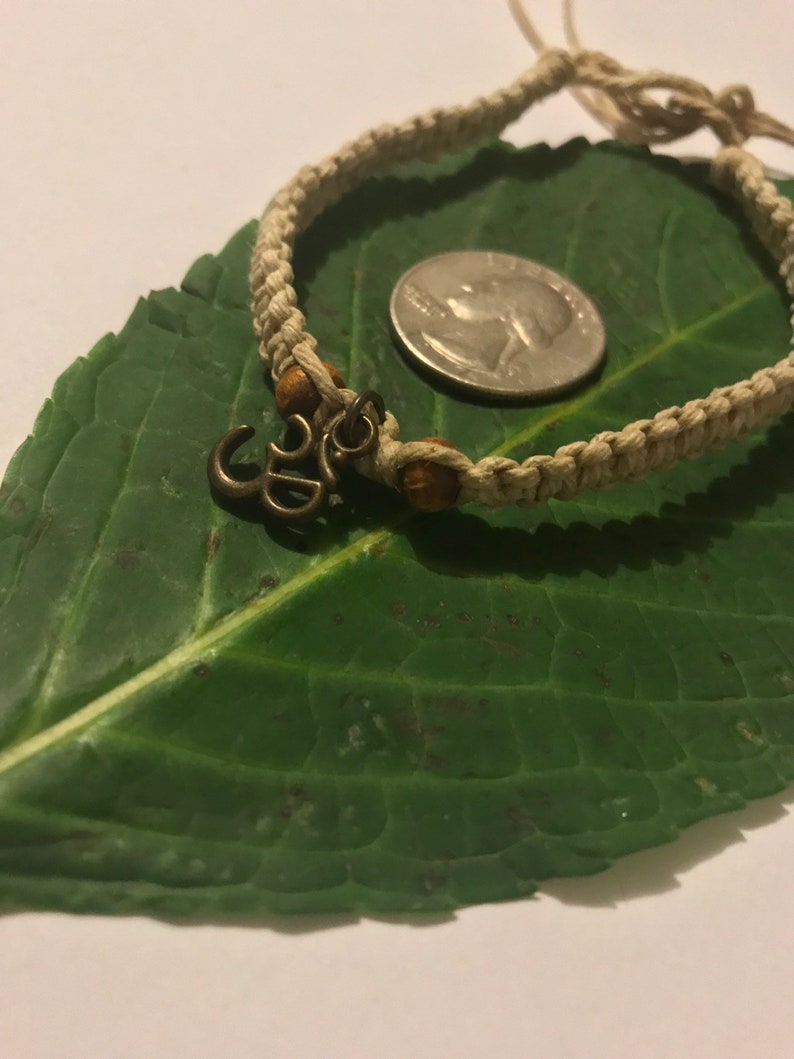 Handmade Hemp Ohm Charm Bracelet