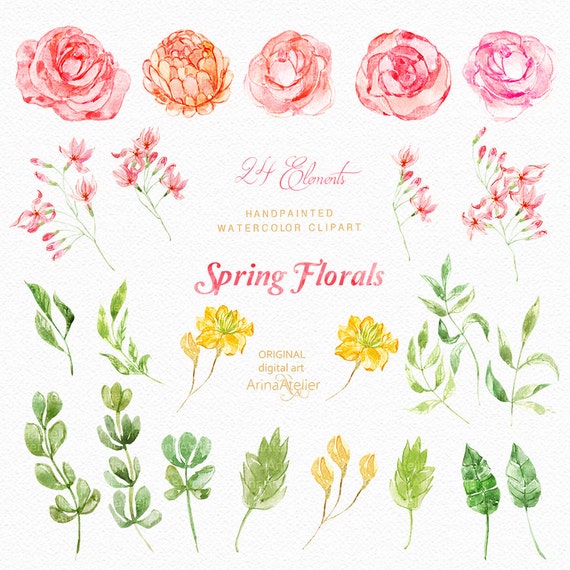 Frühling Florals Aquarell Clipart Blumen Clipart Blumen Clipart Hochzeitsblumen Hochzeit Einladung Diy Einladung Clipart Drucke