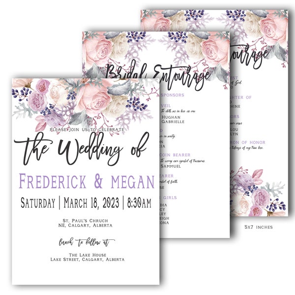 Wedding Invitation Entourage Etsy