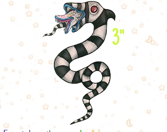 Pegatina de gusano de arena de Beetlejuice. Pegatina para portátil, parachoques y botella de agua.