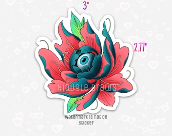 Lotus flower eye vinyl waterproof sticker. Laptop sticker, water bottle sticker, bumper sticker.