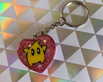 Mario star keychain