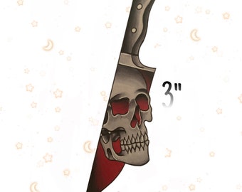 Skull knife vinyl sticker. Laptop sticker, bumper sticker, water bottle sticker.