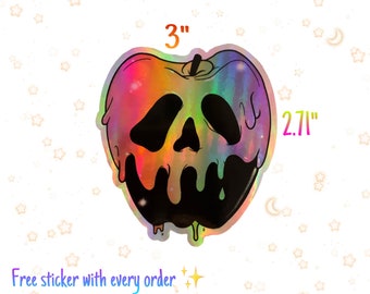 Poison apple Disney holographic sticker. Laptop sticker, bumper sticker, water bottle sticker.