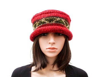 Handmade Hat, Donegal Tweed Hat, 100% Wool Hat, Red Hat, Knit Hat, Irish Hat, Handmade in Ireland