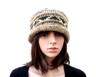 Handmade Hat, Donegal Tweed Hat, 100% Wool Hat, Beige Hat, Knit Hat, Irish Hat, Handmade in Ireland