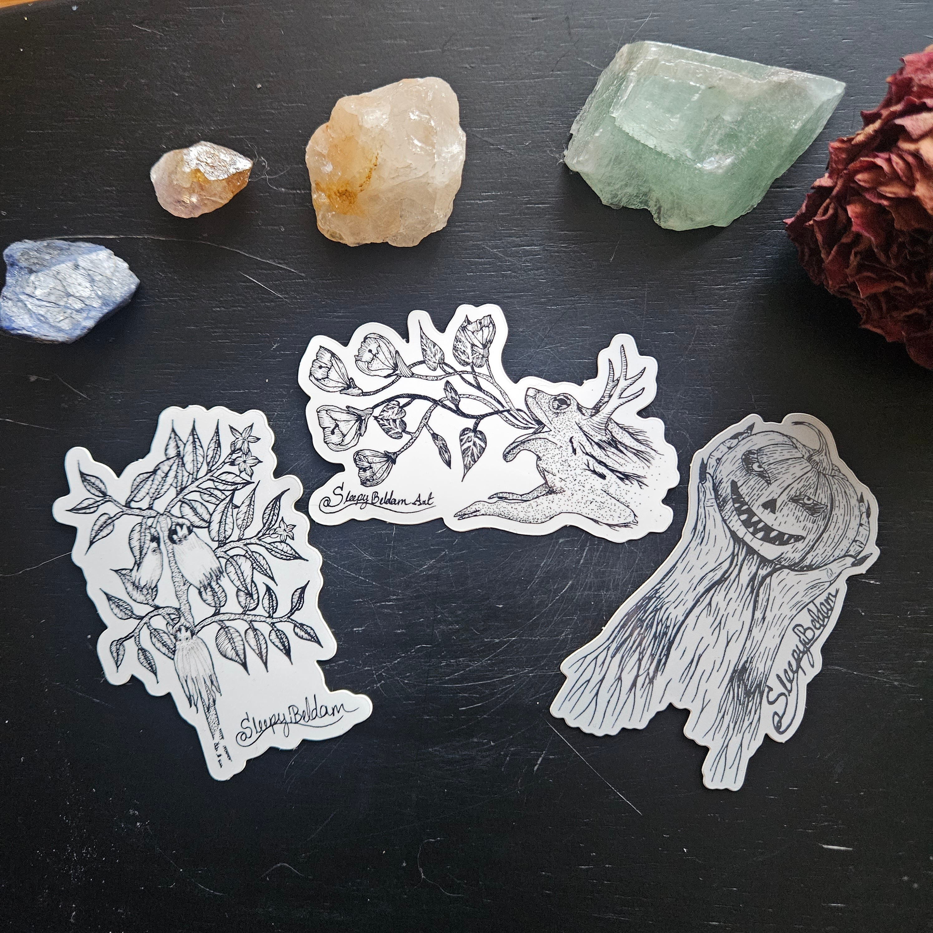 Set of 3 gothic witchy vinyl stickers
