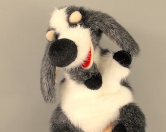 Hand puppet Hound Dog for home children's puppets theater. Marionette. Bibabo. Puppet glove furry Dog. Toy on hand. Puppet theater.