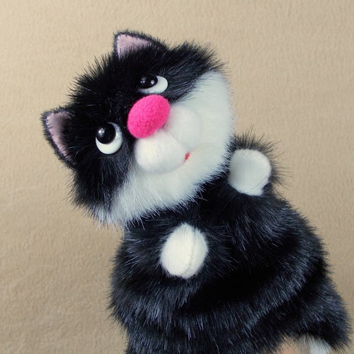 White Black Cat Hand Puppet for Home Theater. Puppet Etsy