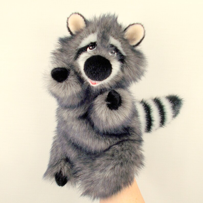 Raccoon hand puppet for home children's theater. Etsy