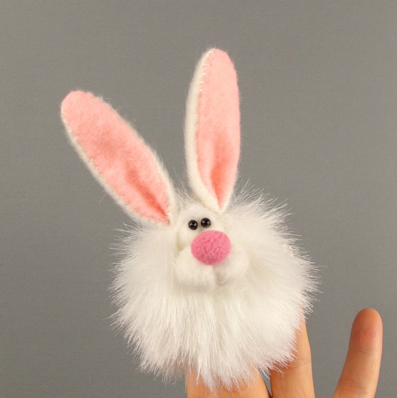 White Bunny Finger Puppet. Finger Puppet Theater. Little Soft Etsy