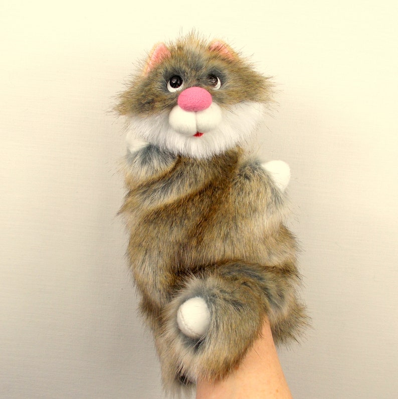 Reddish Gray Cat hand puppet. For home puppet theater. Toy Etsy