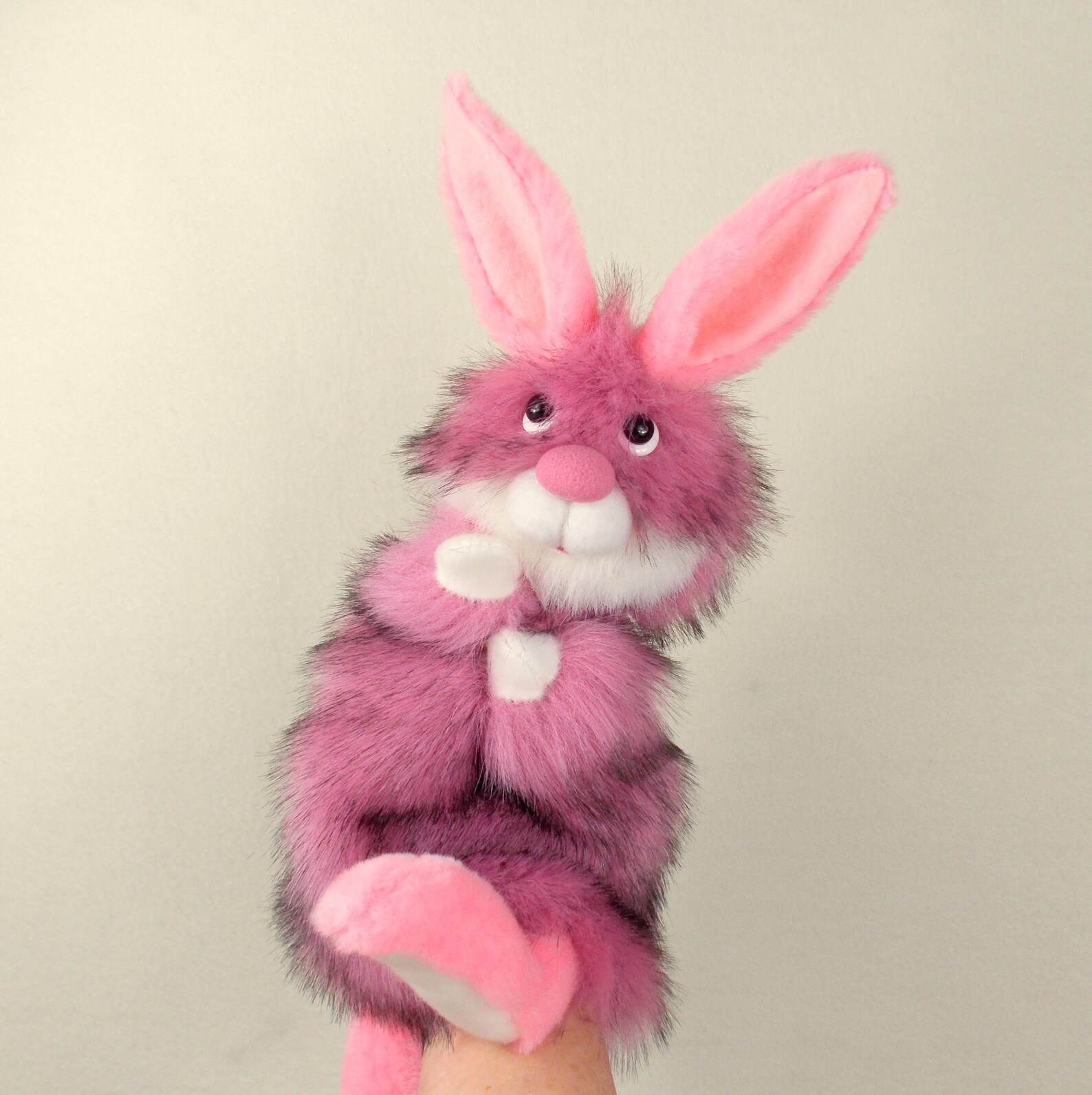 Rabbit Pink hand puppet glove. Plush rabbit for home puppet Etsy