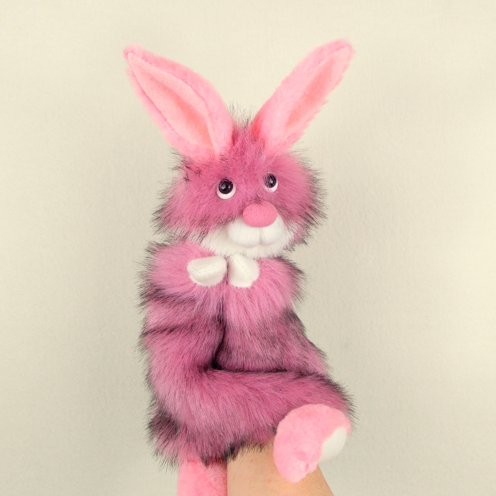 Rabbit Pink hand puppet glove. Plush rabbit for home puppet Etsy