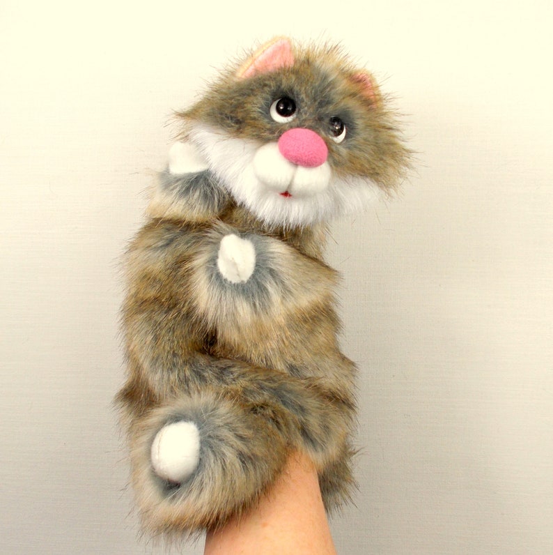 Reddish Gray Cat hand puppet. For home puppet theater. Toy Etsy