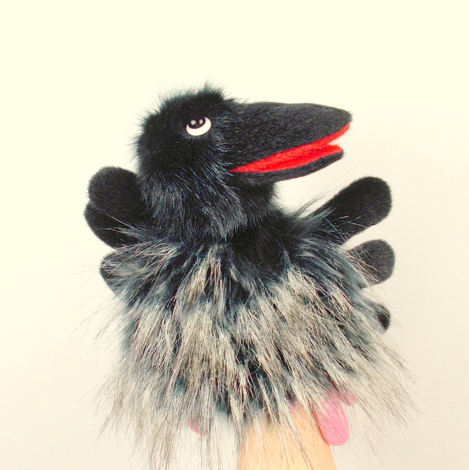 crow puppet with socks