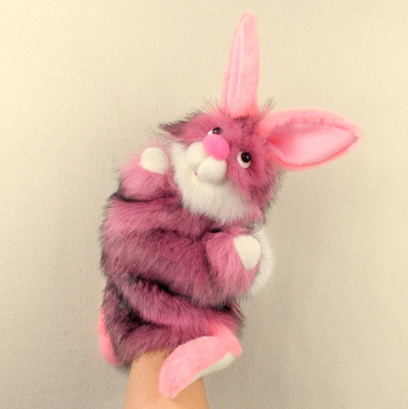 Rabbit Pink Hand Puppet Glove. Plush Rabbit for Home Puppet Etsy