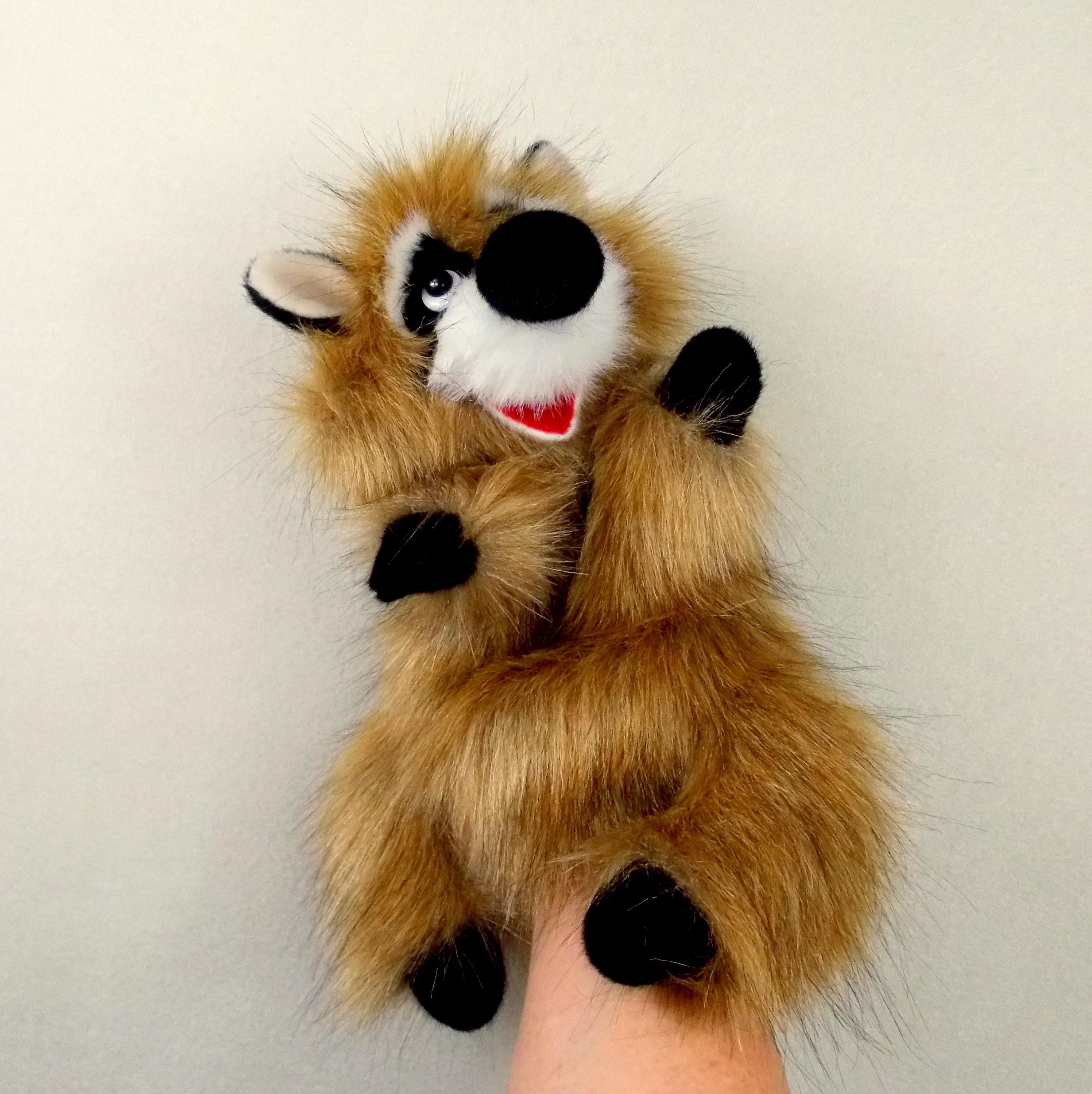 Hand Puppet Raccoon Red Golden Fluffy. A Fun Toy for Home Theater for ...