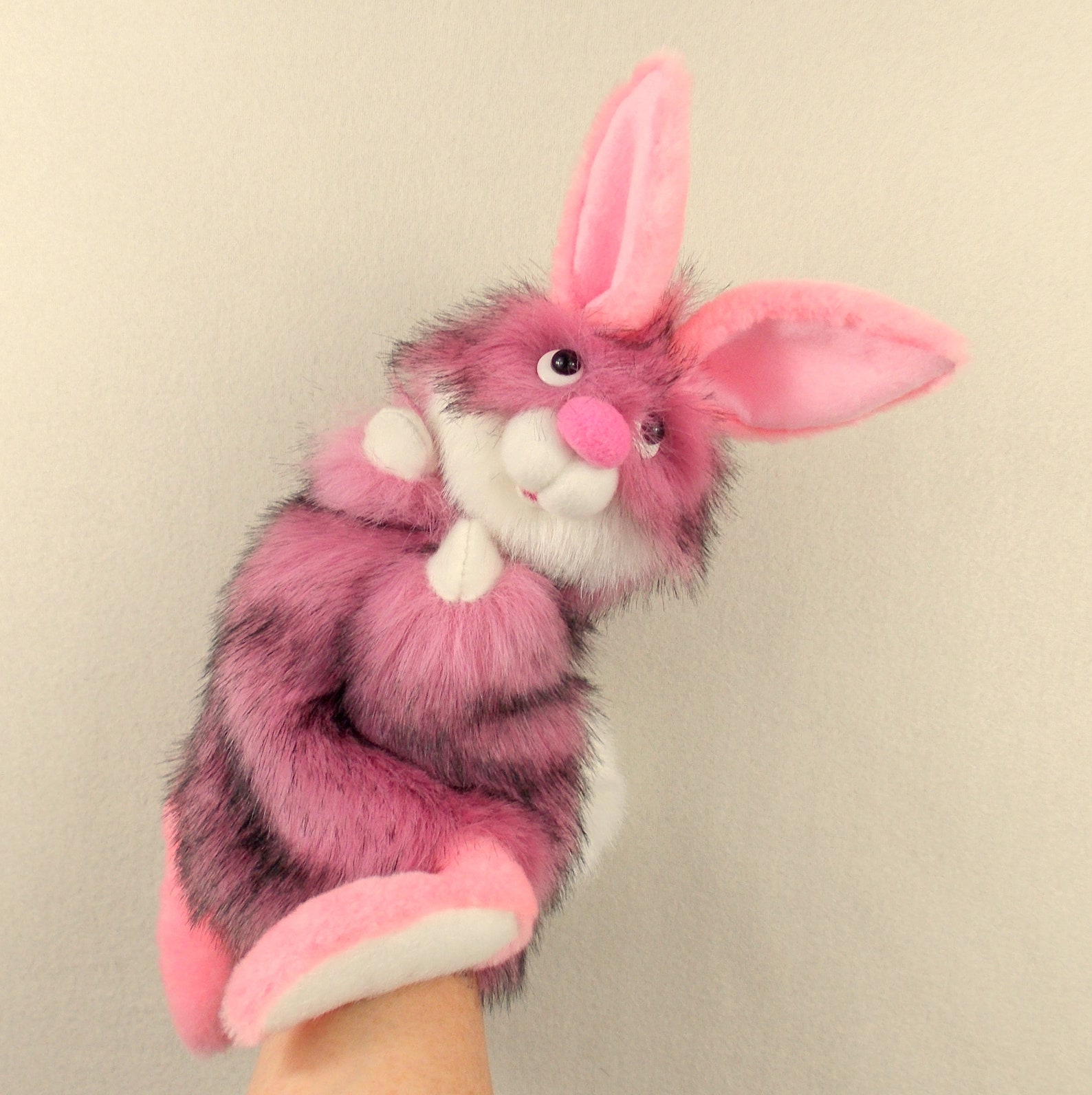 Rabbit Pink Hand Puppet Glove. Plush Rabbit for Home Puppet Etsy