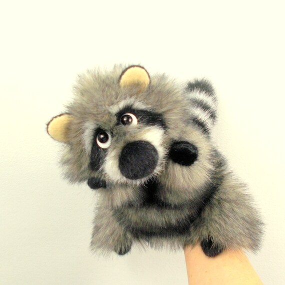 raccoon hand puppet