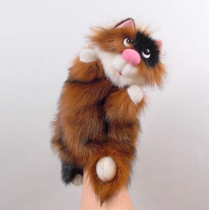 Gatto Rosso Con Bianco E Nero Burattino Di Mano Marionetta Etsy