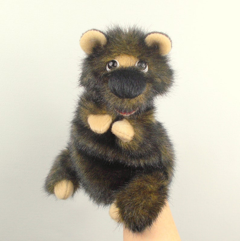 Brown bear hand puppet for children's theater. Hand puppet Etsy