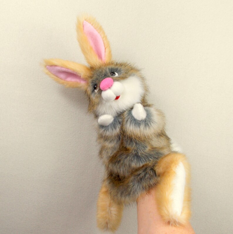 Rabbit Plush Puppet. Hare Reddish Gray Hand Puppet for Home - Etsy