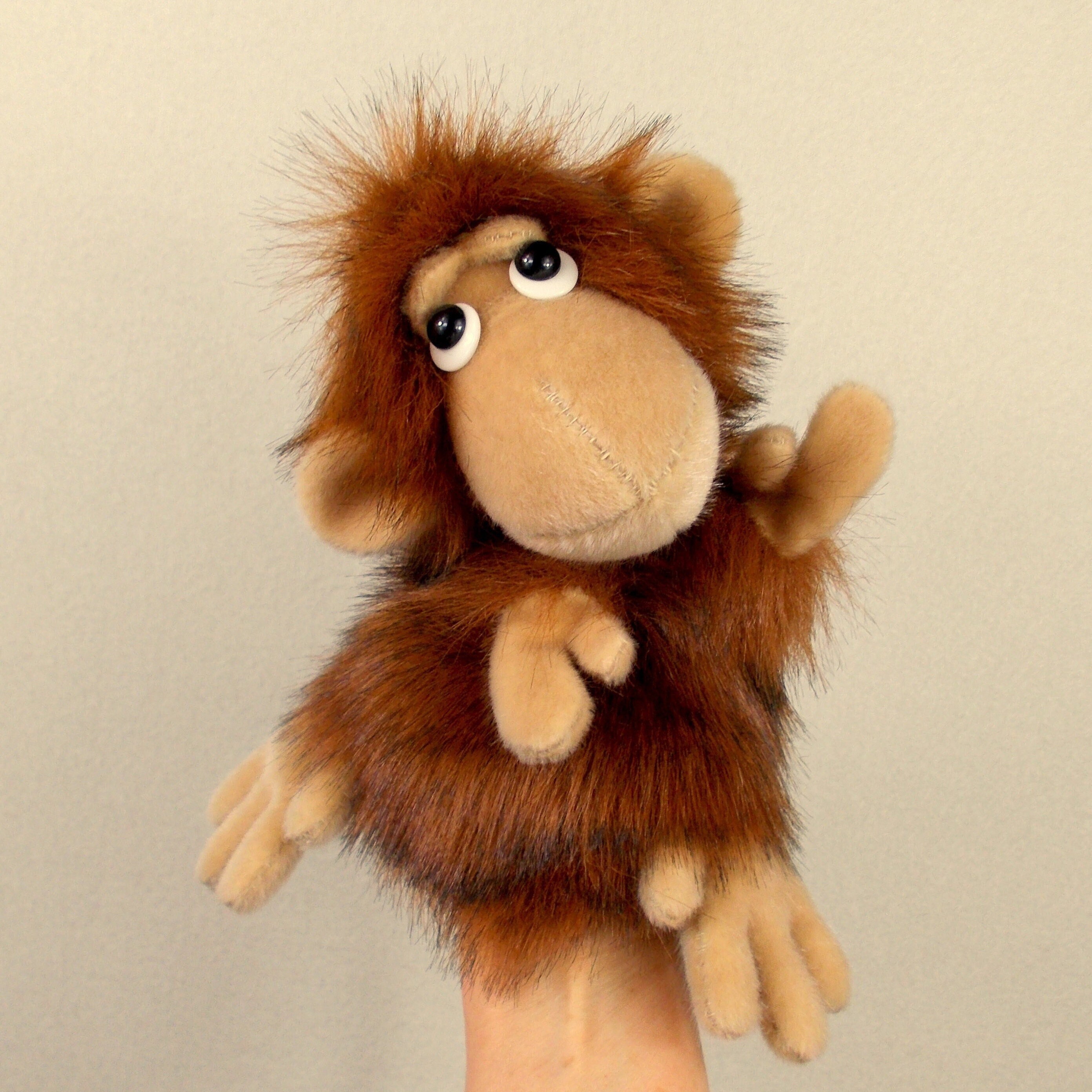 Marionnette à main singe Steiff avec pièces d'identité vintage