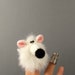 Little white mouse puppet for finger theater. Finger puppet mouse. Plush toy white mouse for fingers. Small stuffed animal. Puppet theater. 