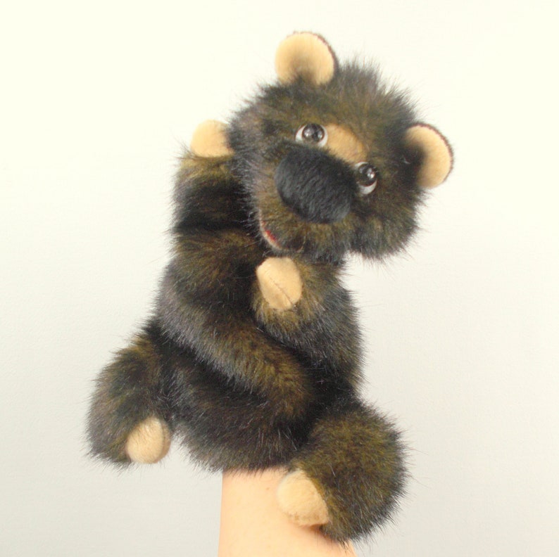 Brown bear hand puppet for children's theater. Hand puppet Etsy
