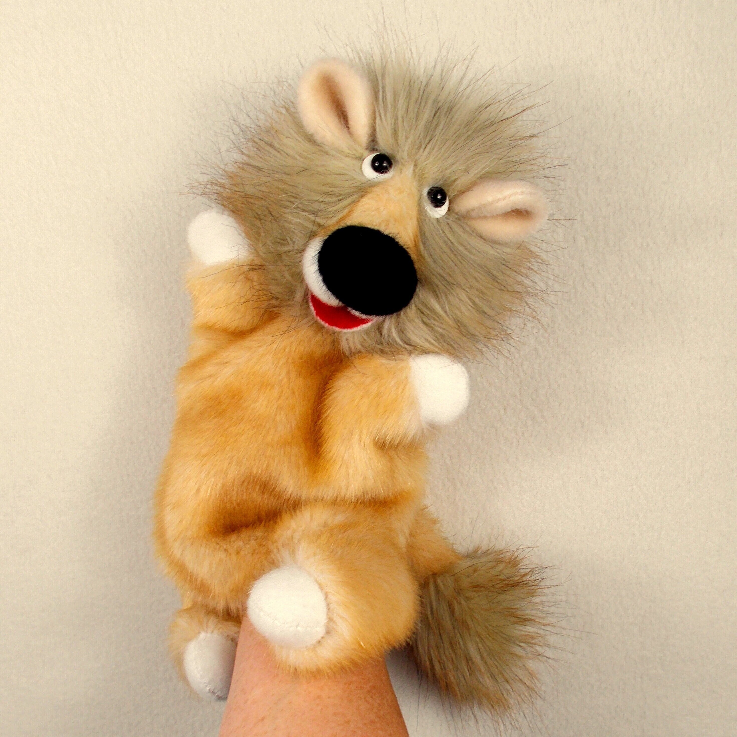 Hand puppet Lion for home puppet theater. Marionette lion. Glove toy lion. Bibabo. Stuffed animal Lion. Plush lion. Soft toy animal.
