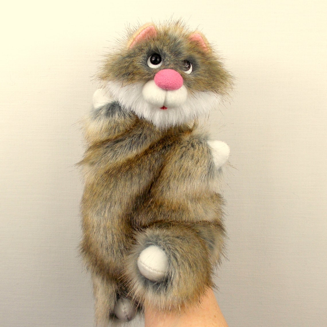 Reddish Gray Cat hand puppet. For home puppet theater. Toy Etsy