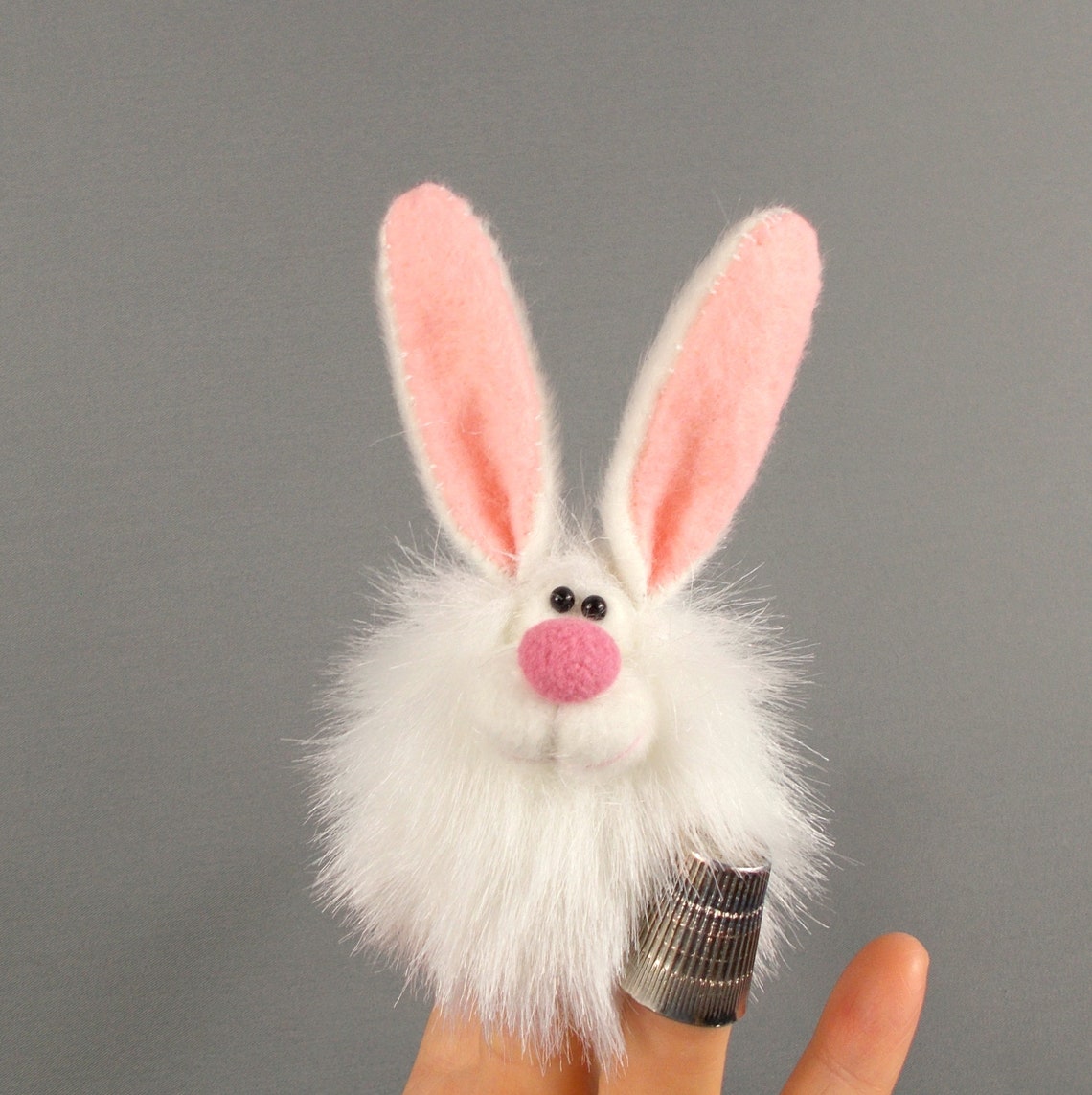 White Bunny finger puppet. Finger puppet theater. Little soft Etsy