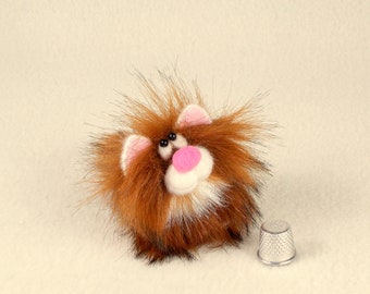 Little Red Cat finger puppet. Petite cat toy. Kitty puppet for finger theater. Plush small puppet for kids.