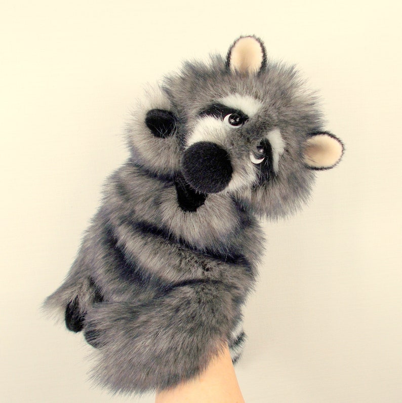 Raccoon hand puppet for home children's theater. Etsy