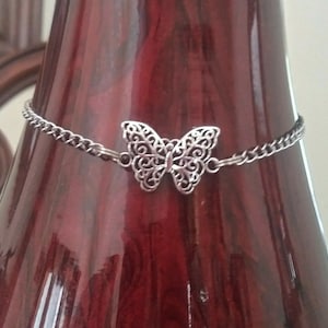 Butterfly Silver Ankle Bracelet Handmade Anklet for Women foot Jewelry
