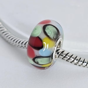 Murano Glass Beads, Multicolor Lampwork Spacer Bead, European Charm, DIY Jewelry, Handmade, Delicate Gift for Mom