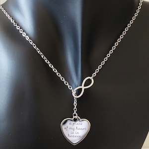 Infinity Love Lariat Style Necklace, Heart Silver Stainless Steel Necklace, Infinity Heart Lariat Style Necklace