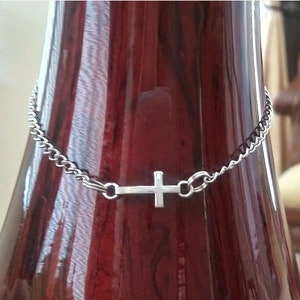 Kreuz Anklet Armband, Silber Kreuz Glaube Jesus Christian Fußkettchen Armband, religiöses Anklet Armband