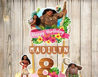 Moana Cake Topper, Moana Birthday, Moana Party, Moana Banderin, Custom and Printable Topper, Moana birthday