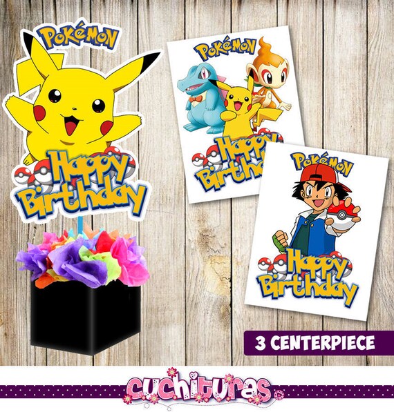 3 Pokemon centerpieces Pokemon printable | Etsy