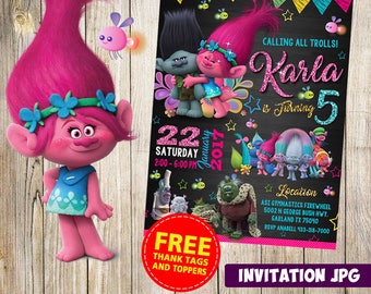 Trolls Invitation, Trolls Party, Trolls Birthday Invitation, Girl Trolls Invitation, Boy Trolls Invitation, Trolls Theme Printables