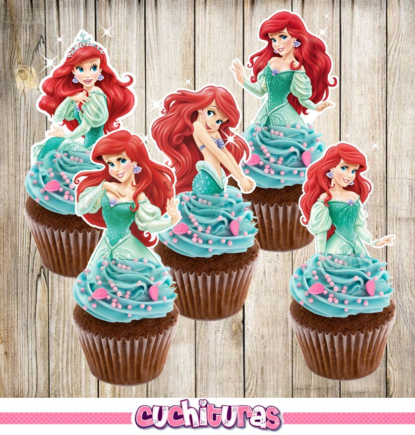 6 Printable Little Mermaid Ariel Cupcake Toppers INSTANT | Etsy