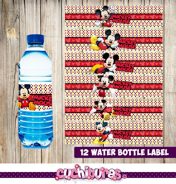 12 Mickey Mouse Water Bottle Label instant download Printable | Etsy