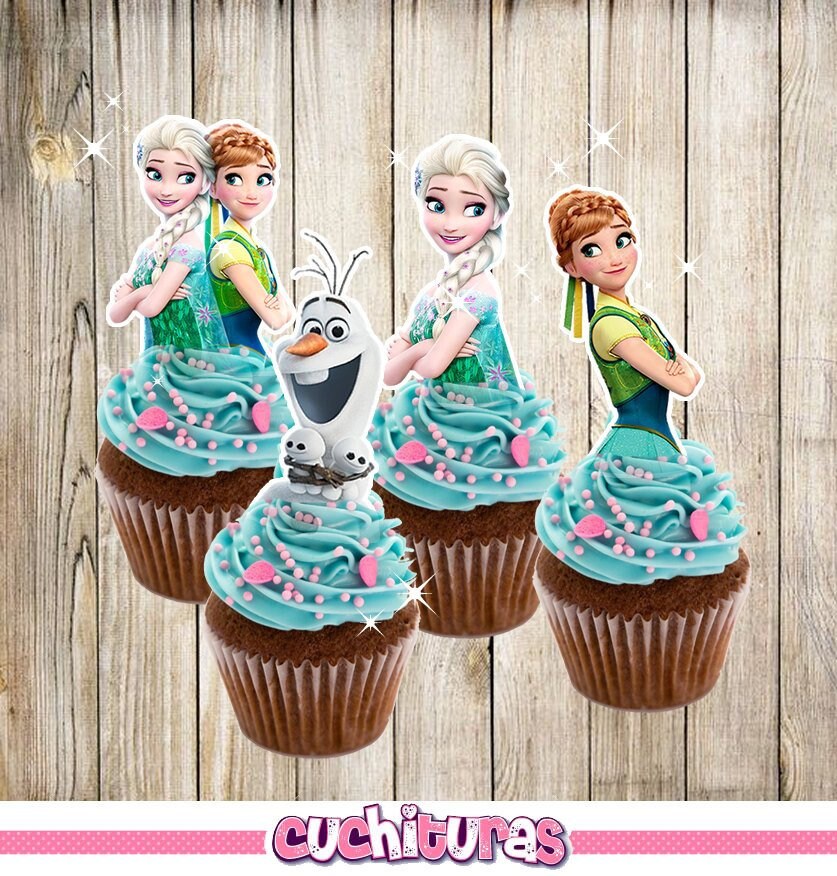 4 PRINTABLE Frozen Cupcake Toppers Elsa cupcake toppers let | Etsy